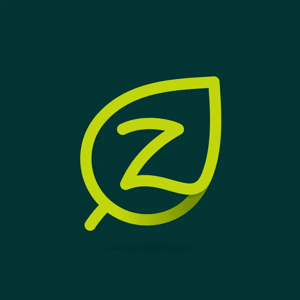 Logotipo de letra Z en hoja verde . — Vector de stock