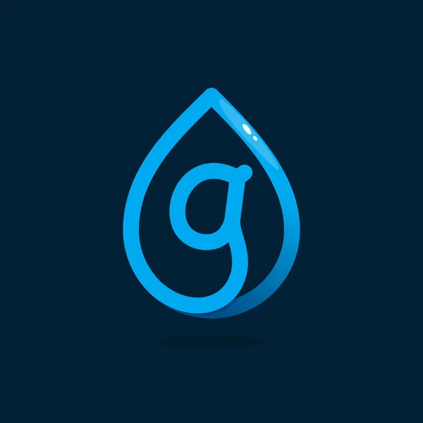 Logo lettre G en goutte d'eau bleue . — Image vectorielle