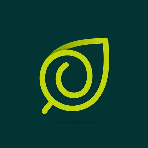 O 文字ロゴの緑の葉. — ストックベクタ