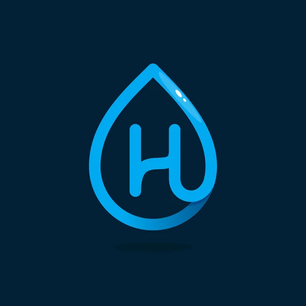 Logo lettre H en goutte d'eau bleue . — Image vectorielle