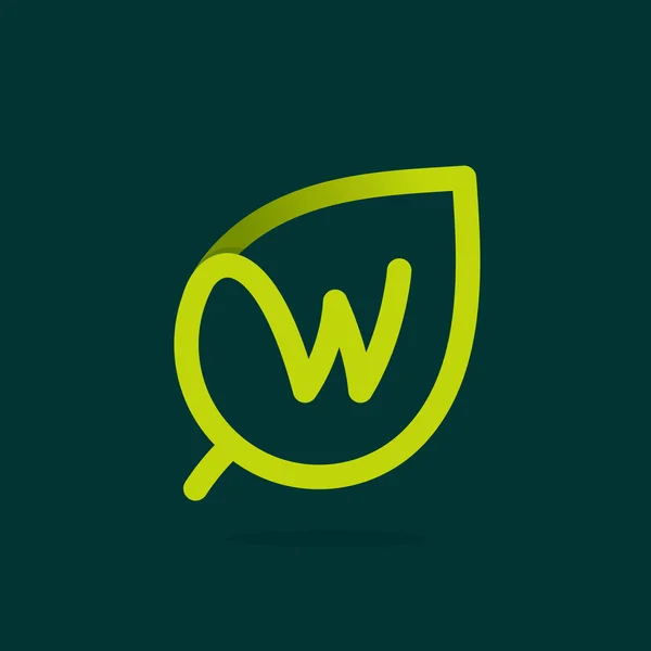 W letter logo in green leaf. — Stock Vector