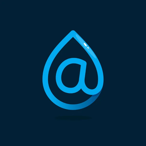 Lettre A logo en goutte d'eau bleue . — Image vectorielle