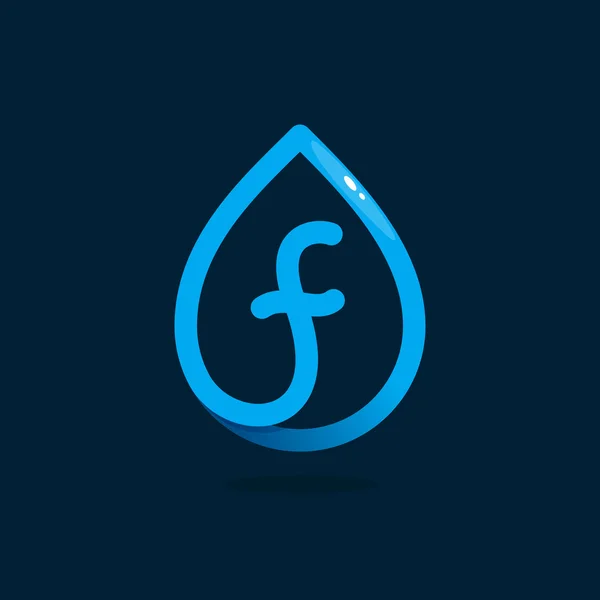 F písmeno logo v modré kapky. — Stockový vektor