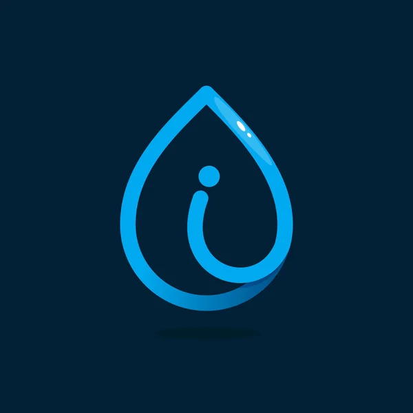 I Buchstabe Logo in blauem Wassertropfen. — Stockvektor