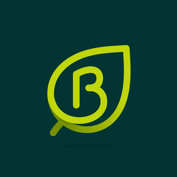 Logotipo da letra B na folha verde . — Vetor de Stock