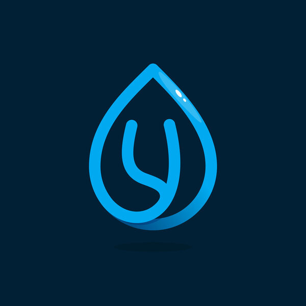 Y letter logo in blue water drop.