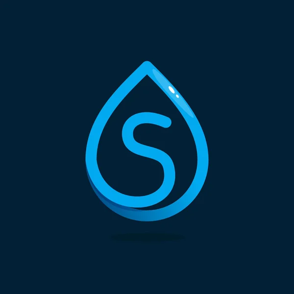 Logo lettre S en goutte d'eau bleue . — Image vectorielle