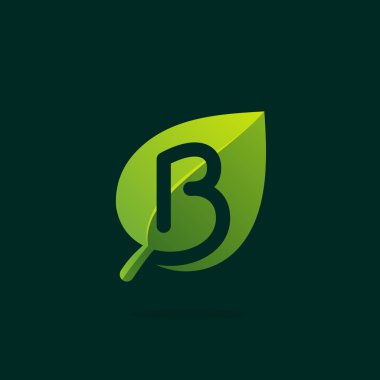 B harfi logo yeşil yaprak.