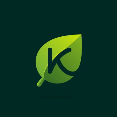 K harfi logo yeşil yaprak.