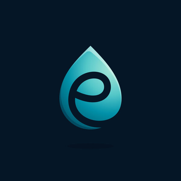 E-letter logo in blue water drop
.