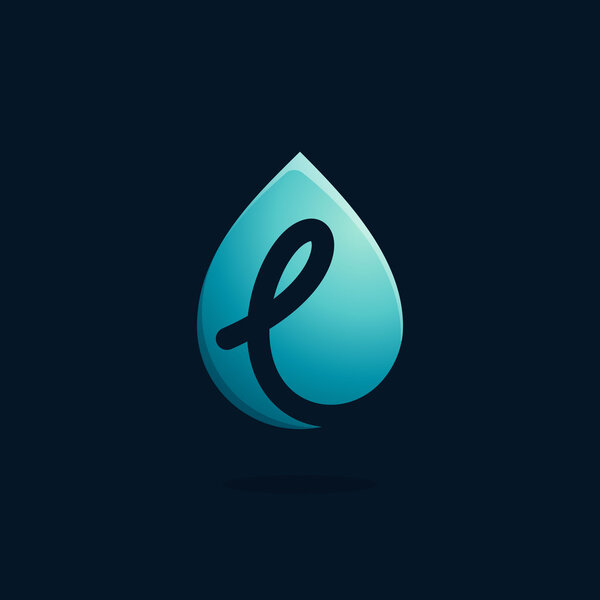 L letter logo in blue water drop.