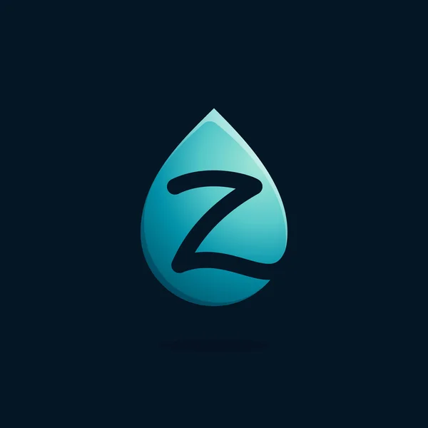 Logotipo de letra Z en gota de agua azul . — Vector de stock