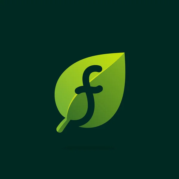 緑の葉に F の文字ロゴ. — ストックベクタ