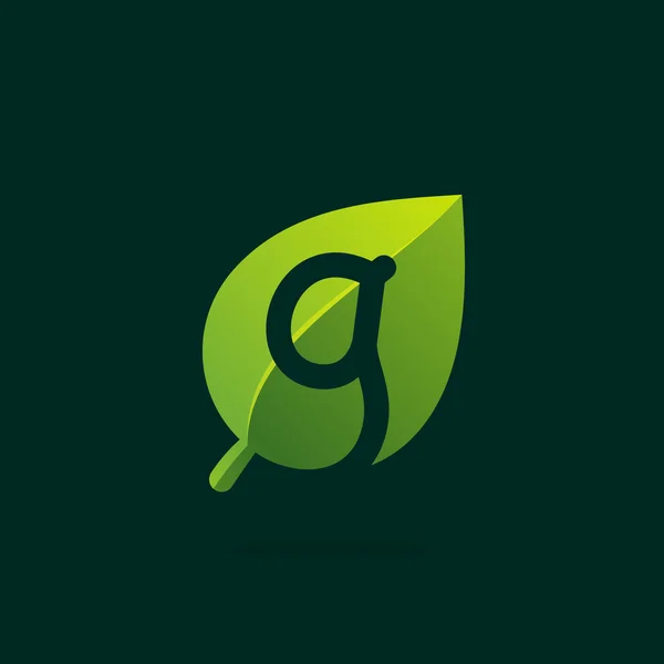 Logo lettera G in foglia verde . — Vettoriale Stock