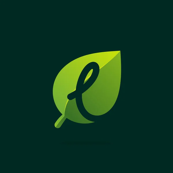 L brief logo in groen blad. — Stockvector