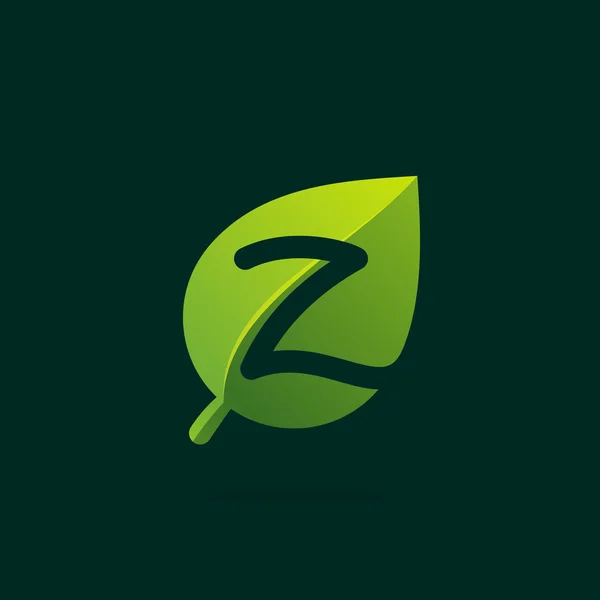 Z letter logo in green leaf. — Stock Vector