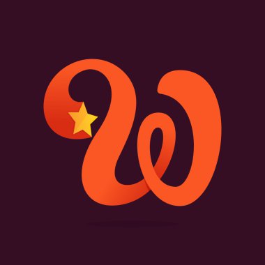 Altın yıldız ile W harfi şerit logo. 