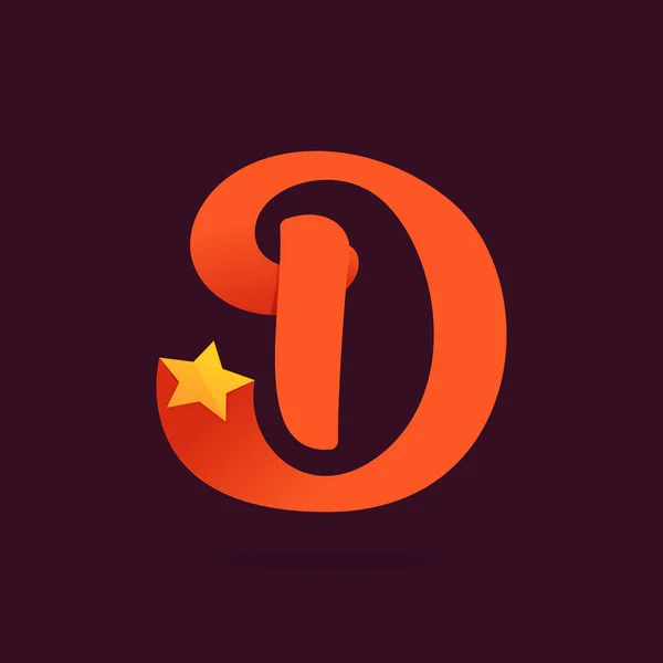 D logotipo da fita letra com estrela dourada . — Vetor de Stock