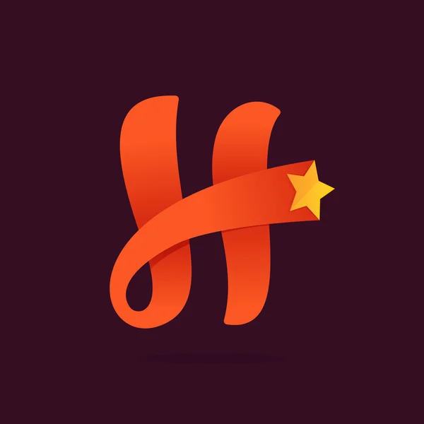 Логотип буквы H с золотой звездой . — стоковый вектор