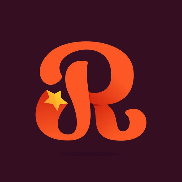 Логотип стрічки R з золотою зіркою . — стоковий вектор