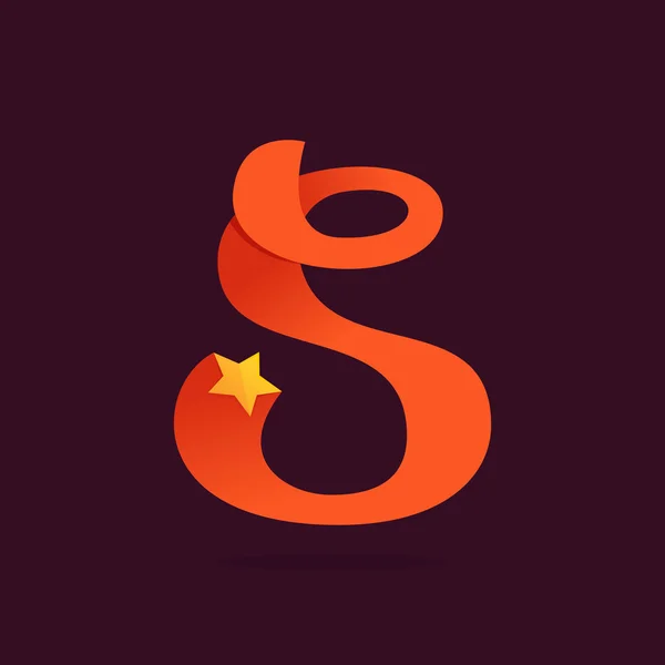 Логотип стрічки S з золотою зіркою . — стоковий вектор