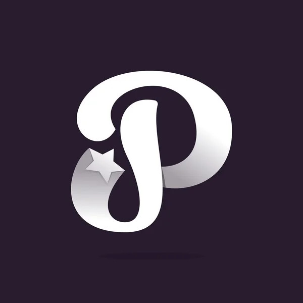 P brief logo met ster. — Stockvector