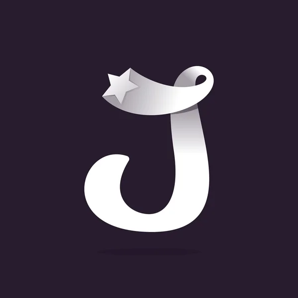 J letra logo con estrella . — Vector de stock