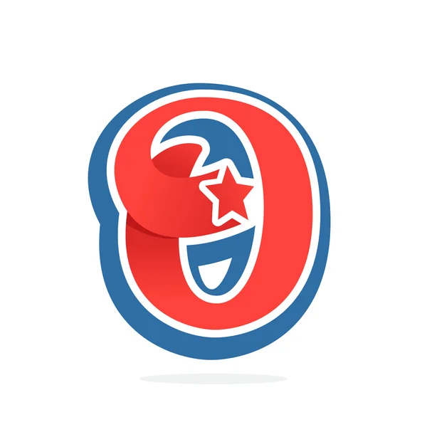 O lettera logo con stella in stile baseball vintage . — Vettoriale Stock