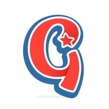 G harfi logo yıldız vintage beyzbol tarzı ile. 