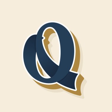 Q vintage tarzı logoda harfi.