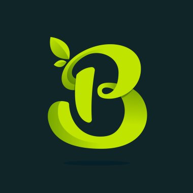B harfi logo yeşil yaprakları ile.