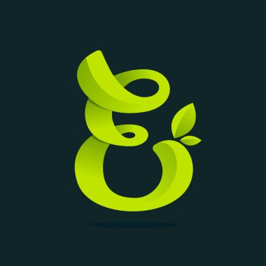 E mektup logo yeşil yaprakları ile.
