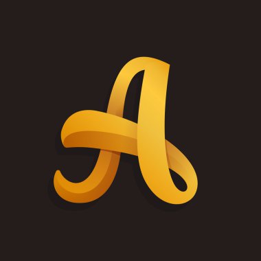 Altın parlayan tarzı bir logo mektup. 