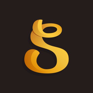 S harfi logosu altın parlayan tarzı. 