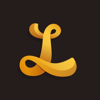 L harfi logosu altın parlayan tarzı. 