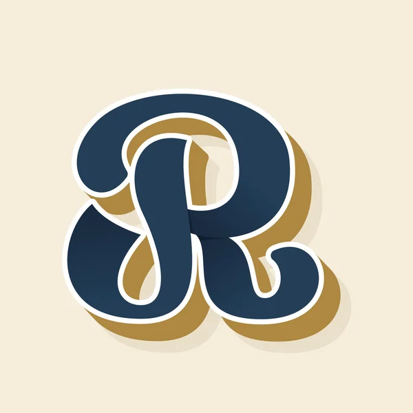 R letter logo in vintage style. — ストックベクタ