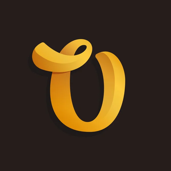 U harfi logosu altın parlayan tarzı. — Stok Vektör