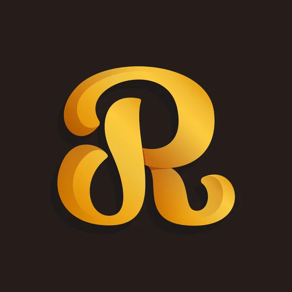 R letter logo in golden shining style. — Stock Vector