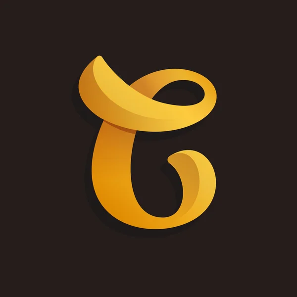 Logotipo de letra C em estilo dourado brilhante . — Vetor de Stock