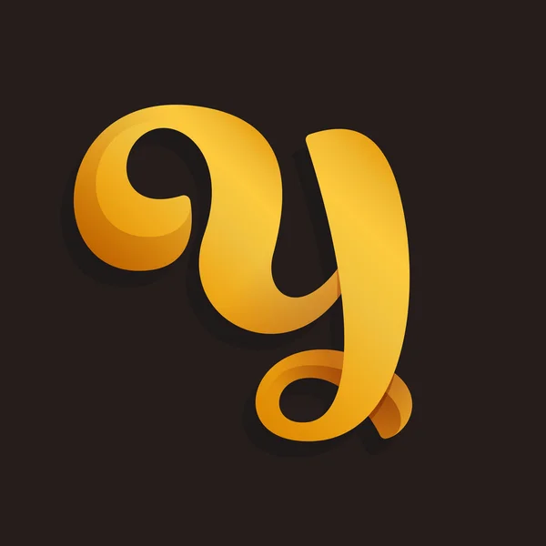 Y brief logo in gouden glanzende stijl. — Stockvector