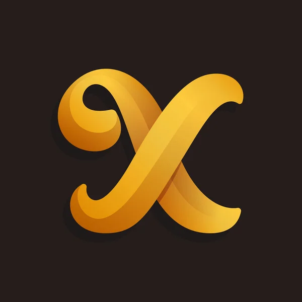 Logotipo de letra X em estilo dourado brilhante . — Vetor de Stock