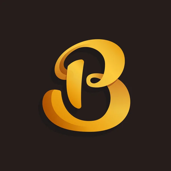 B letter logo in golden shining style. — Stock Vector