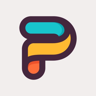 P harfi renkli logo. Düz stil tasarım.