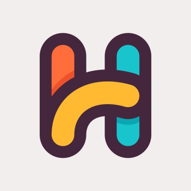 H harfi renkli logo. Düz stil tasarım.