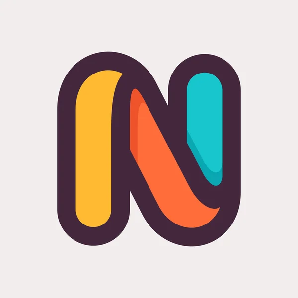 N letter colorful logo. Flat style design. — Stock vektor