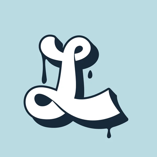 L文字の書道のロゴ。手書きレタリング. — ストックベクタ