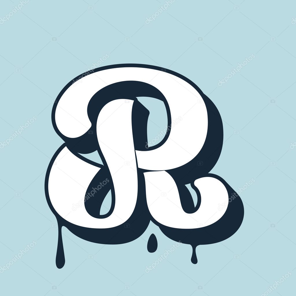 R letter calligraphy logo. Handwritten lettering. 