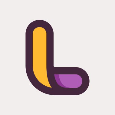 L harfi renkli logo. Düz stil tasarım.