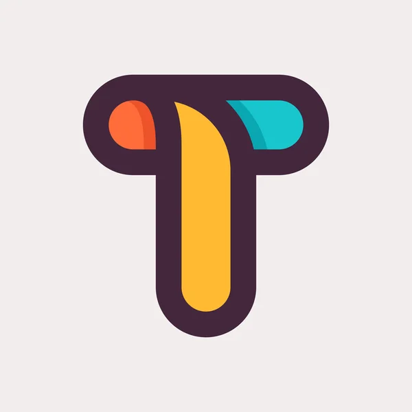 T letter colorful logo. Flat style design. — Stockový vektor