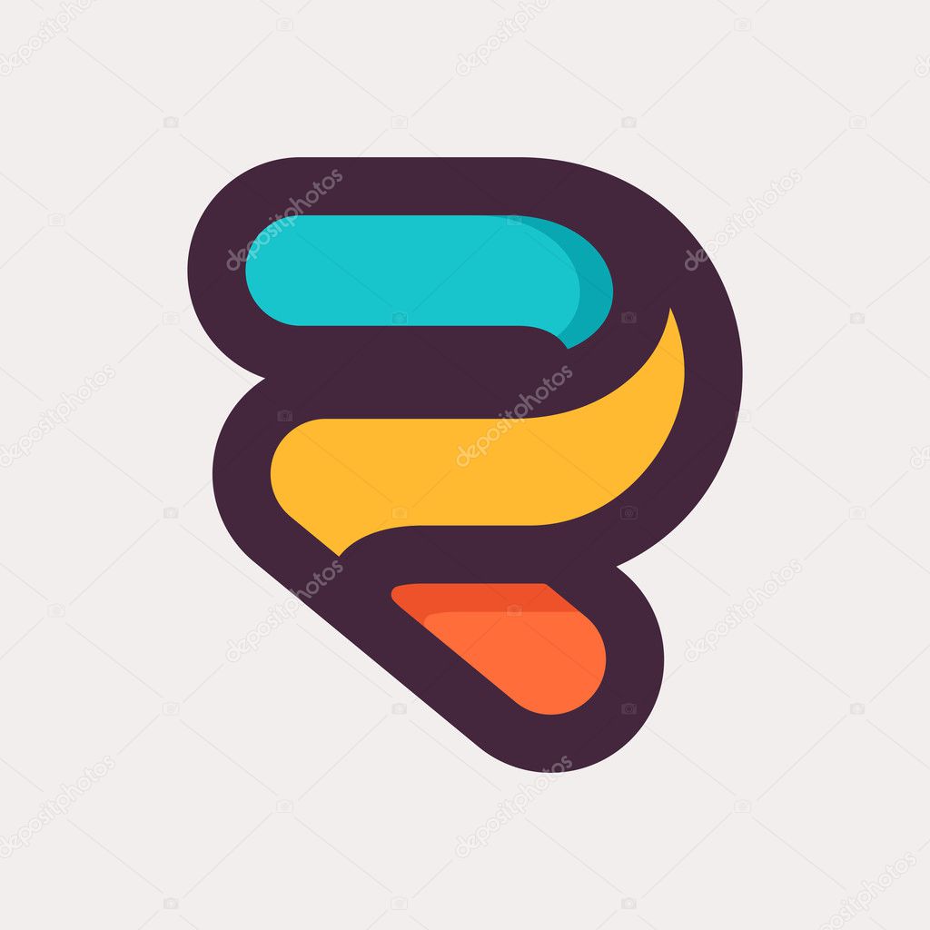 R letter colorful logo. Flat style design.